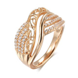 Luxury Rose Gold Vintage Hollow Flower AAA+ Cubic Zirconia Diamonds Rings