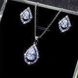 Luxury Water Drop Silver Color High Quality AAA+ Cubic Zirconia Diamonds Jewellery Set - The Jewellery Supermarket