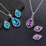 Luxury Water Drop Silver Color High Quality AAA+ Cubic Zirconia Diamonds Jewellery Set - The Jewellery Supermarket
