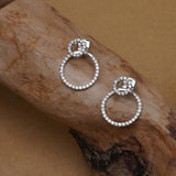 Micro Pave AAA+ Zircon Diamonds Front And Back Circle Stud Earrings