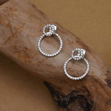 Micro Pave AAA+ Zircon Diamonds Front And Back Circle Stud Earrings - The Jewellery Supermarket