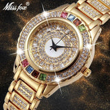 MISS FOX Fashion Luxury Brand 18KPG Wristwatch with Simulated Diamonds.