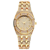 MISS FOX Luxury Brand Gold Bling Simulated Lab Diamonds Women's Watches