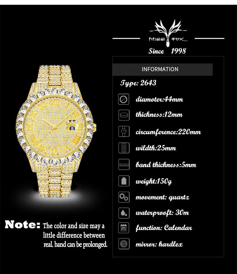 MISS FOX Modern Simulated Lab Diamonds Waterproof Red Top Brand Luxury 18k GP Watch - The Jewellery Supermarket