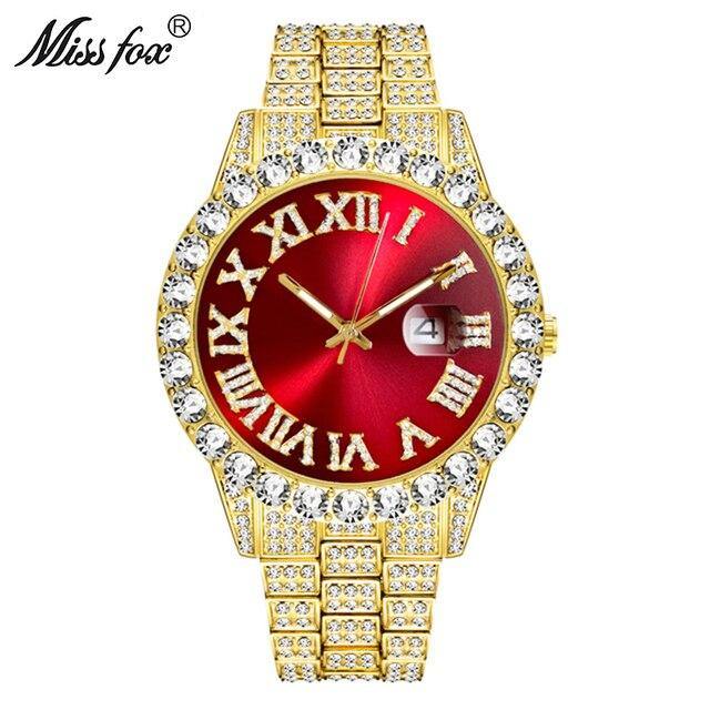 MISS FOX Modern Simulated Lab Diamonds Waterproof Red Top Brand Luxury 18k GP Watch - The Jewellery Supermarket