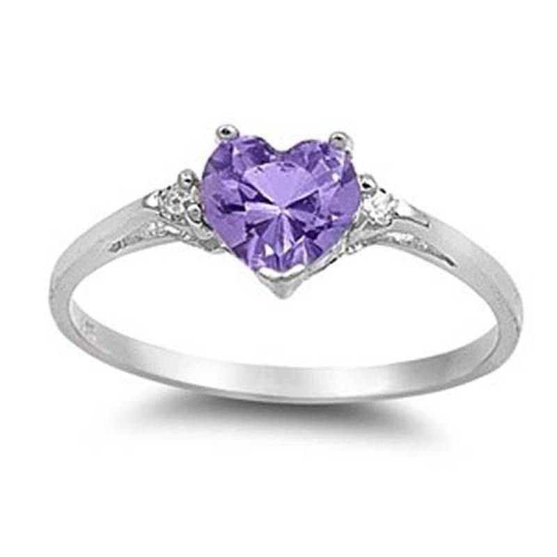 Mood Ring with Lovely Heart Design AAA Cubic Zirconia Crystals Prong Setting Silver Colour Ring - The Jewellery Supermarket