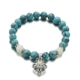 Natural Stone Yoga Healing Luminous Glow In The Dark Lotus Charm Beads Bracelet - The Jewellery Supermarket