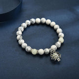 Natural Stone Yoga Healing Luminous Glow In The Dark Lotus Charm Beads Bracelet - The Jewellery Supermarket