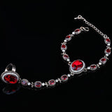 New 2021 Red Glass Gold Color White Crystal Oval Glass Bracelet - The Jewellery Supermarket