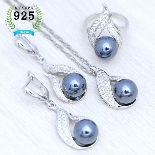 New - 925 Silver White Pearl AAA+ Cubic Zirconia Jewelry Set - The Jewellery Supermarket