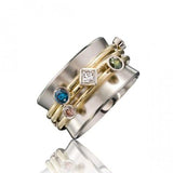 New Arrival Slim Waist Shape Colourful AAA Zircon Crystals Silver Colour Stylish Ring - The Jewellery Supermarket