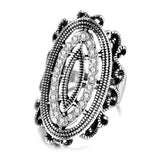 New Bohemia Fashion Antique Tibetan Silver White Crystal Vintage Ring