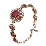 New Bohemian Tibetan Alloy Red Resin Gold Color Bacelet