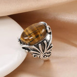 New Boho Amber Stone Tibetan Silver Ring Earring Jewelry Set - The Jewellery Supermarket