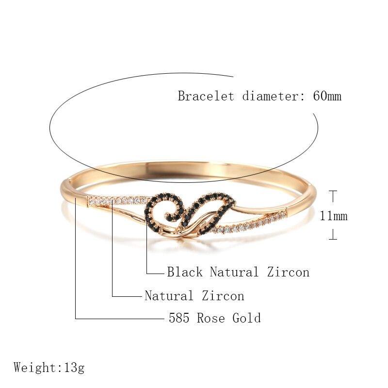 New Charming 585 Rose Gold Colour Black AAA+ Zircon High Quality Cuff Bangle - The Jewellery Supermarket