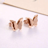 New Design Double-layer Matte Butterfly Titanium Steel Rose Gold Stud Earrings - The Jewellery Supermarket