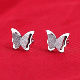 New Design Double-layer Matte Butterfly Titanium Steel Rose Gold Stud Earrings - The Jewellery Supermarket