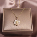 New Design Fashion Elegant Exquisite Copper Inlay AAA+ Zircon White Daisy Pendant - The Jewellery Supermarket