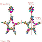New Fashion Color Matching Big Rhinestone Love Heart-shaped Star Drop Earrings - The Jewellery Supermarket