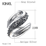 New Grey Antique Silver Color Retro Crystal Rings For Women - The Jewellery Supermarket