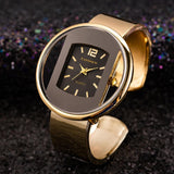 New Luxury Brand Gold Silver Dial Lady Dress Quartz Bracelet Watch