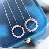 New Luxury Halo AAA+ Cubic Zirconia Diamonds Silver Pendant Necklace - The Jewellery Supermarket