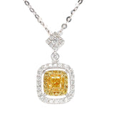 New Luxury Yellow Color AAA+ CZ Cushion Diamond Necklace
