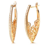 New Rose Gold AAA+ Natural Zircon Flower Micro Wax Inlay Hollow Drop Earrings - The Jewellery Supermarket