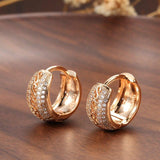 New Rose Gold Natural AAA+ Zircon Hollow Pattern Dangle Earrings - The Jewellery Supermarket