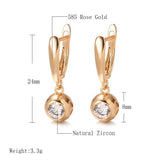 New Round White Natural AAA+ Zircon Rose Gold Luxury Dangle Earrings - The Jewellery Supermarket