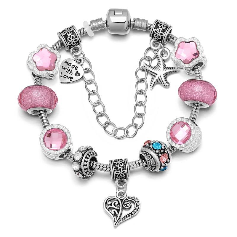 New Style Trendy Silver Plated Charms Bracelet & Bangles With Crystal Beads - The Jewellery Supermarket