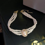 New Trend Jewellery Fashion Elegant Light Luxury Three-Layer Pearl Collar,