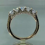 New Trendy 5 Round AAA+ Cubic Zirconia Diamonds Stylish Delicate Luxury Ring