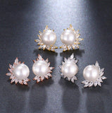 New Trendy Classic AAA+ Cubic Zirconia Diamonds Simulated Pearl Earrings