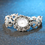 New Vintage Luxury Grey Crystal Silver Plated Bracelet Watch