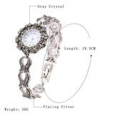 New Vintage Luxury Grey Crystal Silver Plated Bracelet Watch - The Jewellery Supermarket