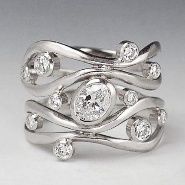 Novel Design Fashion Hollow-out Personality Interlaced AAA+ CZ Ring - The Jewellery Supermarket