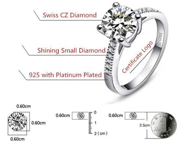 Original Sterling Silver 5mm Round Cut High Quality AAA+ Cubic Zirconia Diamonds Ring - The Jewellery Supermarket