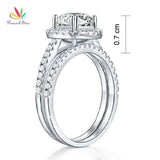 Outstanding 2 Carat Simulated Lab Diamond Silver Wedding Anniversary Halo Ring Set - The Jewellery Supermarket
