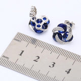Premium Quality Silver Color Round Dark Blue AAA+ Crystal Jewellery Set - The Jewellery Supermarket