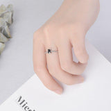 Pretty 925 Silver Ring With Rectangle Obsidian Gemstone - The Jewellery Supermarket
