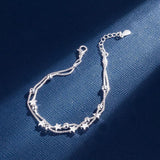 Pretty 925 Sterling Silver Jewellery Five-pointed Stars Bracelet