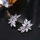 Pretty AAA Cubic Zirconia Crystals Three Colors Flower Shape Earrings