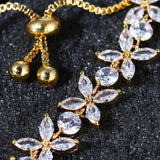 Pretty AAA White Cubic Zirconia Diamonds Flower Charm Bracelet - The Jewellery Supermarket