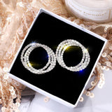 Radiant Circle Stud Rhinestone Earrings Gold or Silver Plated - Best Online Prices - The Jewellery Supermarket