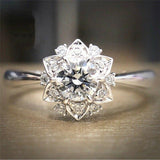 Romantic Flower Design High Quality Shiny AAA+ Cubic Zirconia Diamonds Elegant Ring