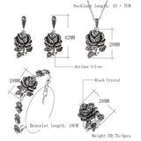 Rose Flower Tibetan Silver Boho Charm Crystal Bracelet or 3 Pcs Set - The Jewellery Supermarket