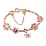 Rose Golden Multiple Charms and Beads Fine Charm Bracelets