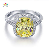 Sensational 6 Ct Cushion Yellow Canary Simulated Lab Diamond Silver Luxury Ring - The Jewellery Supermarket