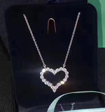 Silver AAA+ CZ Diamonds Lovers Heart Pendant Choker